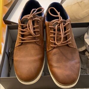 Brown Leather Oxfords with Textured Finish